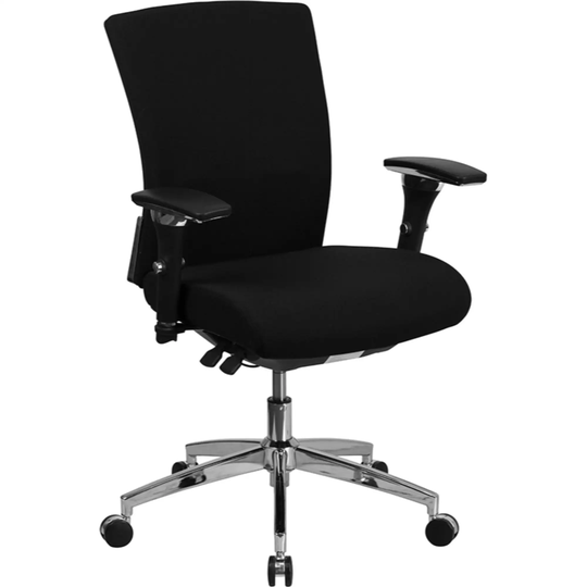 Offex Black Fabric Multifunction Ergonomic Office Chair w/ Seat Slider - 25"D x 27"W x 39 - 41.75"H