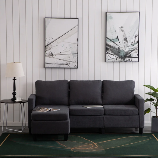 Living Room Double Chaise Longue Combination Sofa Dark Grey