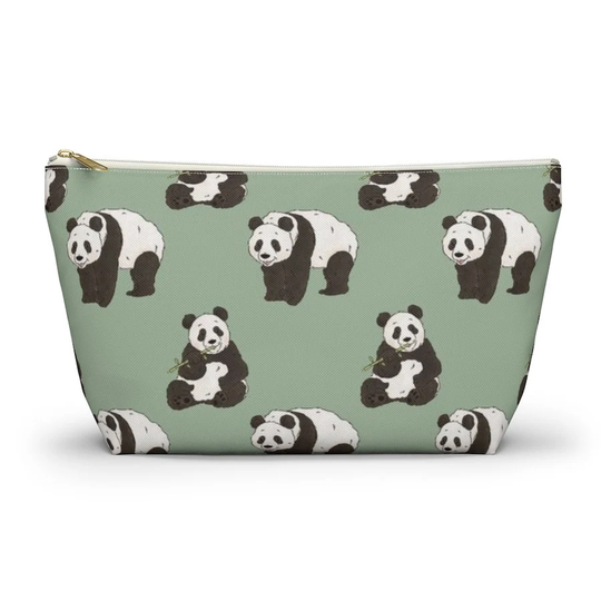Panda Pouch, Pencil Case, Animal Custom Teacher Bridesmaid Cosmetic Bag, Zipper Makeup Accessory Pouch