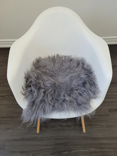 Gray Sheepskin Chair Pad | Stool Cover Scandinavian Decor Seat #42