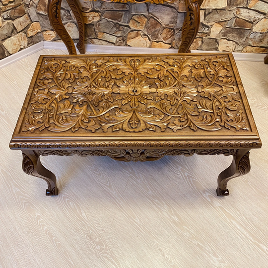 Curved Coffee Table Handmade Walnut Wood Edge