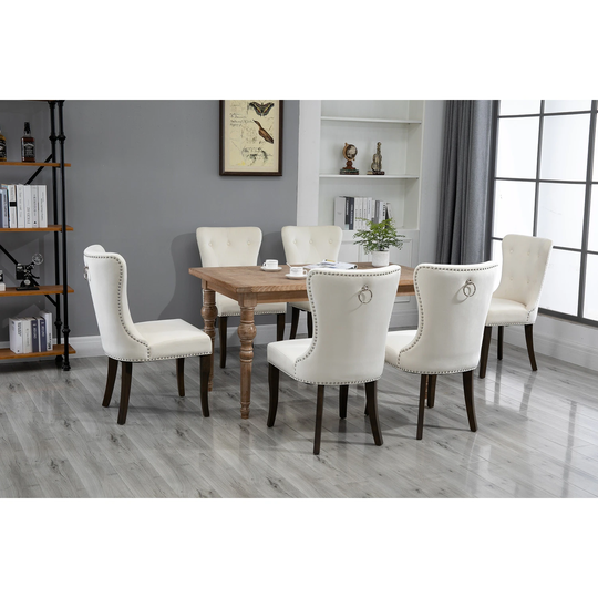 6Pcs Dining Chair Tufted Armless Chair Upholstered Accent Chair