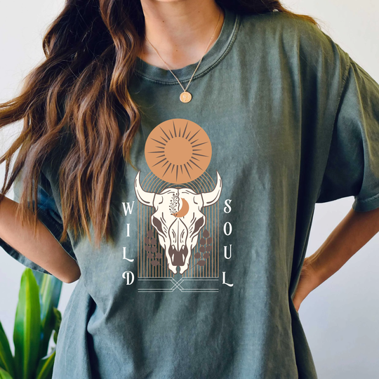 Comfort Colors Boho Shirt, Wild Soul Comfy Oversized Celestial Aesthetic Shirt