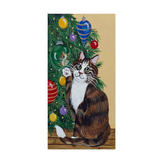 Jan Panico 'Rudolph Awaiting an Ornament' Canvas Art - Multi-color