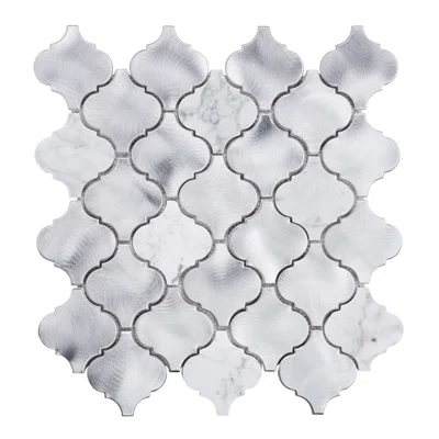 White Calacatta Marble Arabesque Metal Aluminum Mosaic Sheet Tile By Modket