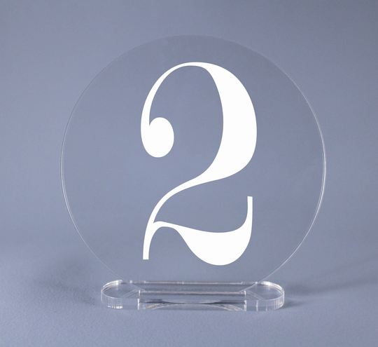 Round Table Numbers With Modern Font - Acrylic Signs For Weddings, Receptions Or Parties