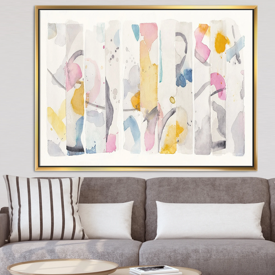Designart 'Multi-Color Geometric Bars II' Modern & Contemporary Framed Canvas - Multi-color