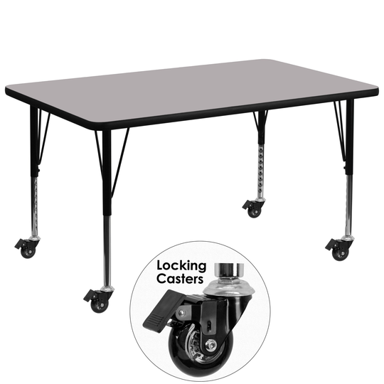Delacora 48 Inch Wide Steel Framed Wood Top Adjustable Activity Table