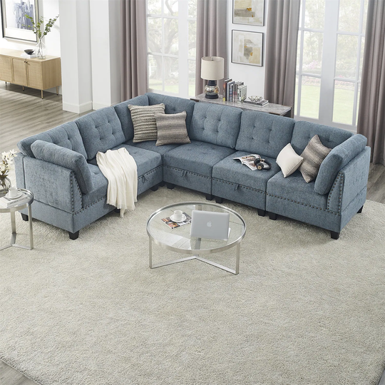 Modular Sectional Sofa, includes Three Single Chair and Three Corner