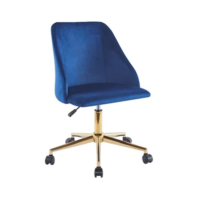 Auman Velvet Upholstered Office Chair with Gold Accent Base