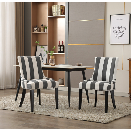 EYIW 2 pcs set Chambray Fabric Dinng Chair, Living room Chair with Rubber wood leg for dining room living room