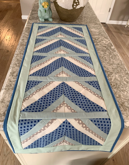 Coastal Table Topper, With Sea Glass Colors, Blue & Gray A Watercolor Wildflowers Back, Runner, Beach Decor, Grandma