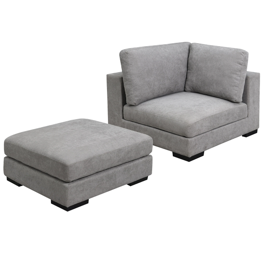 Single Corner Sofa with Ottoman Modern Linen Corner Sofa Set ,Gray