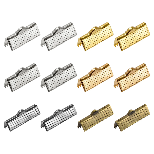 180Pcs Ribbon Crimp Clamp Ends 22mm Cord End Clasp for DIY Craft 6 Colors - 6 Assorted Colors