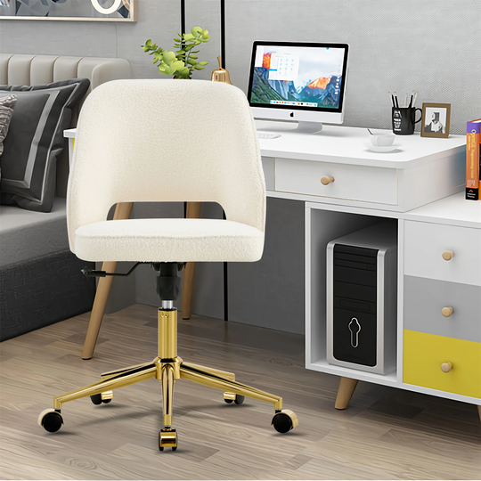 Modern Teddy Velvet Adjustable 360 Swivel Office Chairs with Wheels