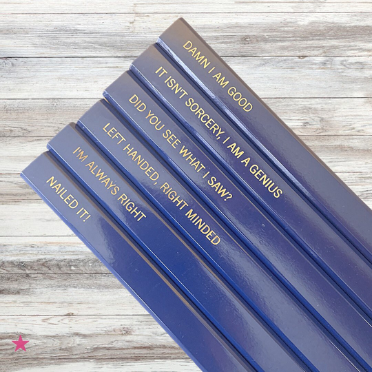 Left Handed Variety Carpentry Quotes Six Wood Personalized Carpenter Pencils. For Woodworkers. Fathers Day