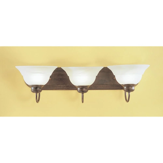 Classic Lighting 68413 7" Glass & Steel 3 Light Vanity from the - English Bronze