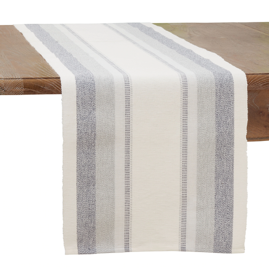 Table Runner With Ribbed Stripe Design - 14"x72"
