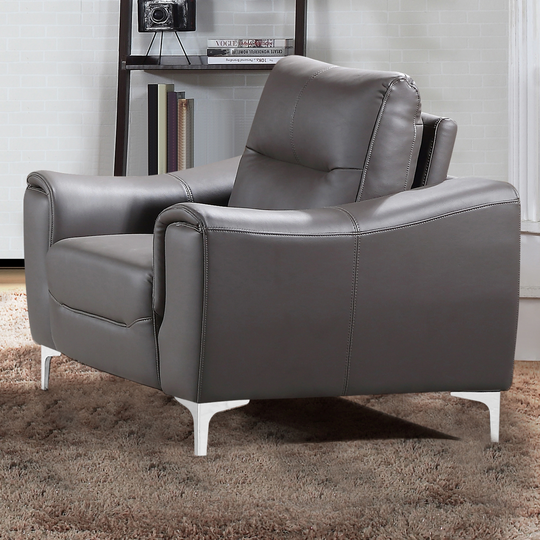 Strick & Bolton Vicente Modern-style Grey Leather Gel Upholstered Living Room Chair