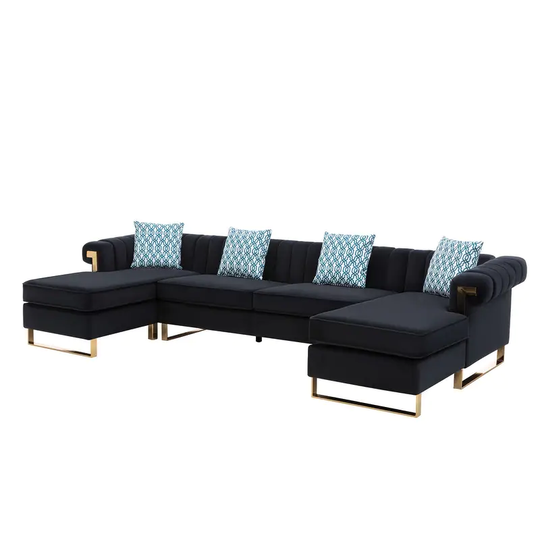 Maddie Velvet 5-Seater Double Chaise Sectional Sofa