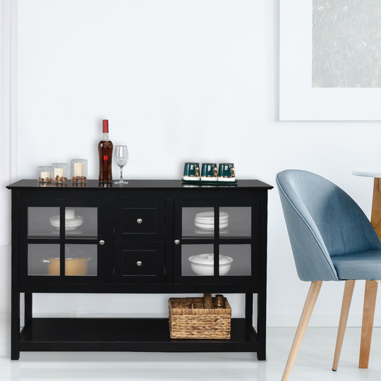 Double Wine Rack Sideboard Porch Cabinet With Transparent Double Door