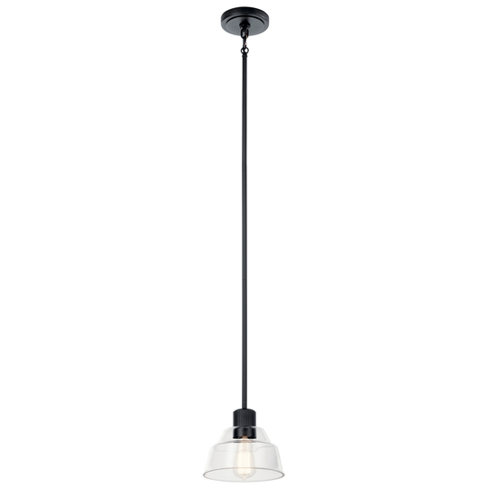 Kichler Lighting Eastmont 1-Light Black Vintage Industrial Mini Pendant Light with Clear Glass