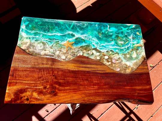21" River Table/ Walnut Coffee/End Table - Unique Ocean Design