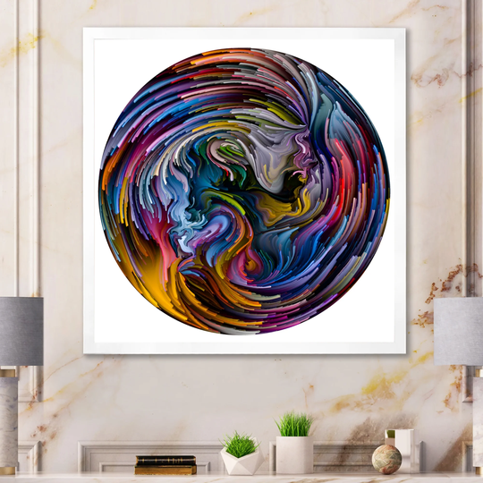 Designart 'Circle Colorful Liquid Color XIII' Modern Framed artwork