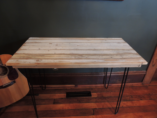 Desk // Table Barn Wood Frosted Black Harpin Legs Top 41-1/2" X 21" 3/4" Made in America