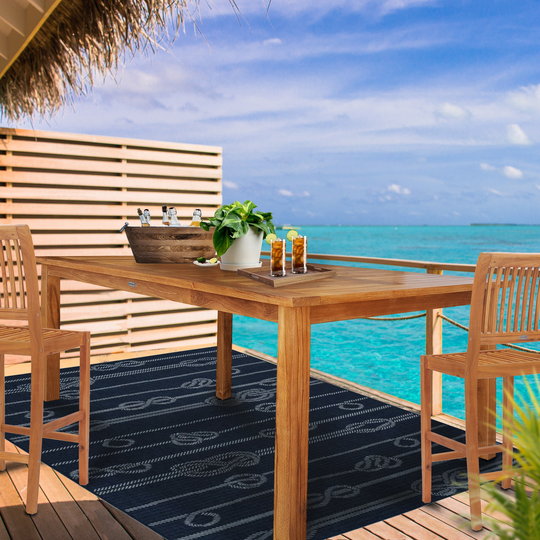 Chic Teak Maldives Rectangular Teak Wood Bistro Bar Table, 71 x 35 inch (table only)