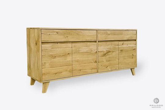 Chest Of Drawers Highboard Oak Sideboard Solid Wood Design Wooden Dresser 2 Cabinet With Shelves Furniture For Size Ness I