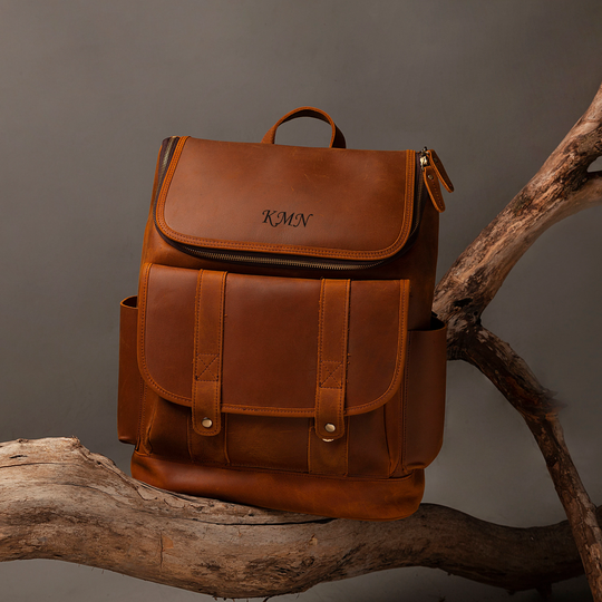 Personalized Leather Backpack, 15.6 Inch Laptop Backpack Travel Office Bag Rucksack For Men, High Capacity College
