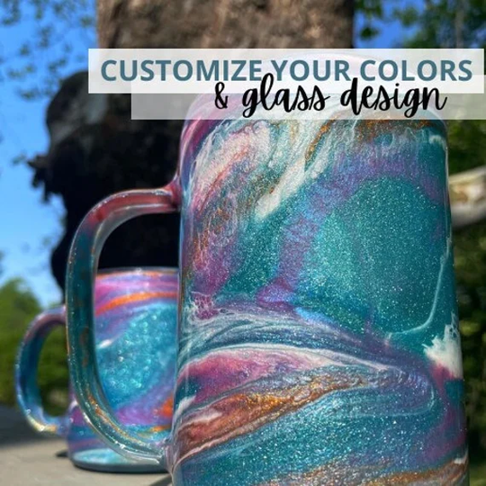 Custom Color Coffee Mug, Personalized Coffee Cup, Colorful Glassware, Name On Pool Choose Your Colors, Add Personalization, Quotes