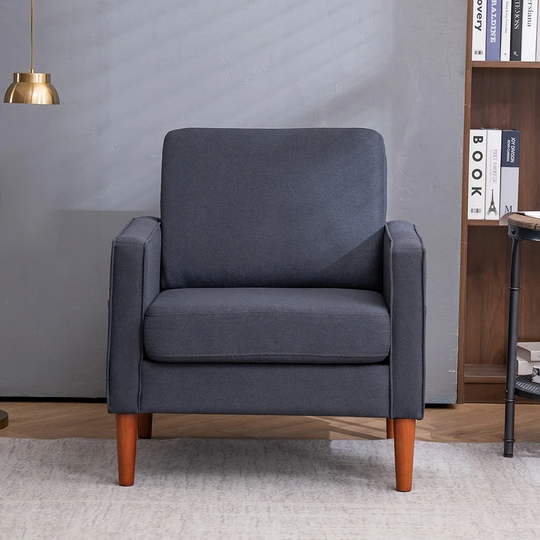 Indoor Single Seat Sofa with Solid Wood Legs, Dark Grey