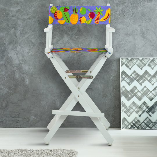 30" Director's Chair White Frame-Calypso Fruit - 23"W x 19"D x 45.5"H