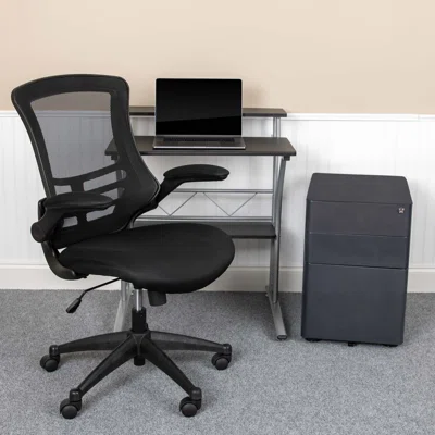 Keny 3 Piece Rectangular Computer Desk Office Set with Chair