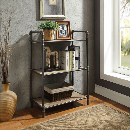 TiramisuBest Itzel Bookshelf in Antique Oak & Sandy Gray