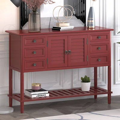 45" Wood Accent Sideboard With 6 Drawers