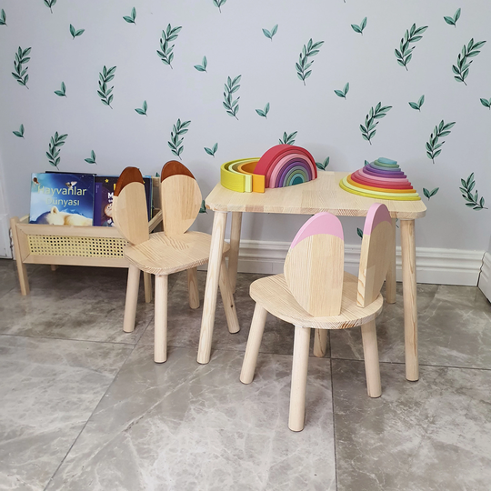 Wooden Kids Table & Chair Set, Table, For Kids, Montessori Chair, Activity