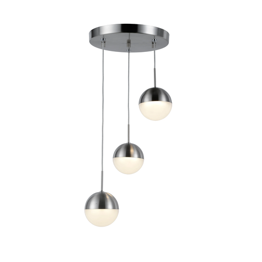 Phantasm 7.5-Watt Matte Nickel Integrated LED 3000K Iced Opal Acrylic Pendant Ceiling Light 10 in. Dia x 96 in. H Small
