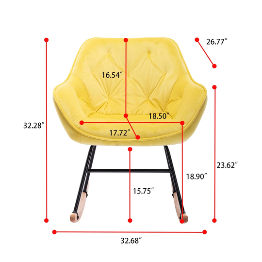Comfortable Velvet Rocker Accent Chair (Yellow)
