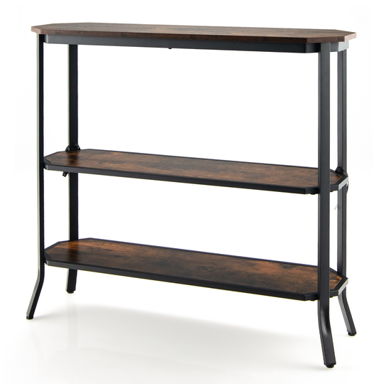 Hallway Table 3 Tier Narrow Couch Side Table with Storage Shelf