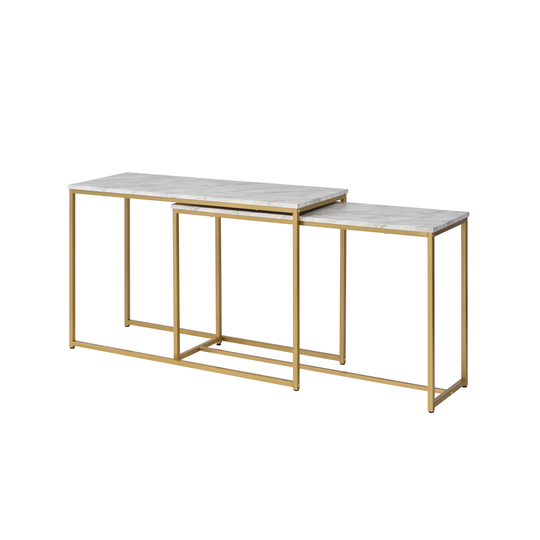 Furniture of America Aneeka Faux Marble and Gold Nesting Sofa Tables