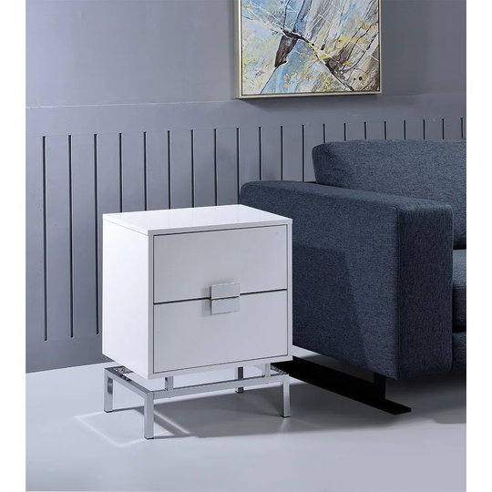 Home Furniture Accent Table White Color Wood Veneer & Metal,Coffee, Console, Sofa & End Tables