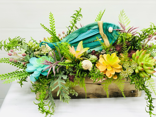 Table Centerpiece-Beach Decor-Succulent Centerpiece-Nautical Centerpiece -Succulent Decor-Faux Succulent
