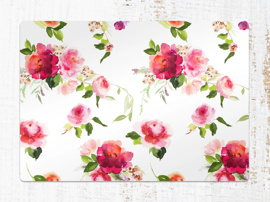 Spring Flowers Chair Mat, White Splat Pink Vinyl Floor Botanical Protective Pvc Office Room Rug, Kids Decor