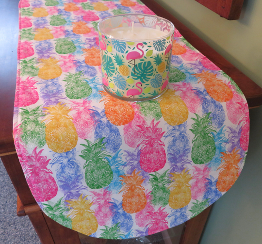 36" Pineapple Table Runner Reversible Tropical Summer Yellow Daisy Centerpiece Fruit Home Decor