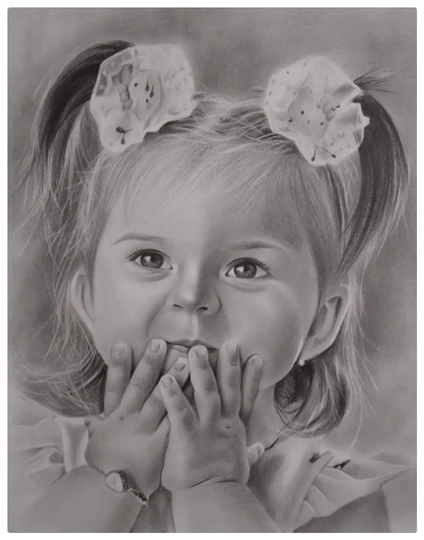 Graphite Pencil Portrait, Portrait From Photo, Gift To A Newly-Made Mother An Individual Baby Christmas Gift, For Her