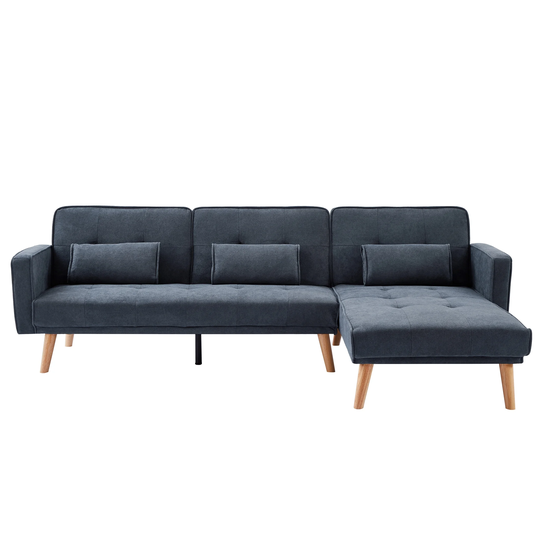 Sofa Bed Side Lounger Couch Convertible Linen Upholstery