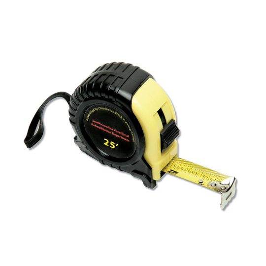 Yellow 3/4" x 25' Steel/Plastic Locking Tape Measure - 3/4" x 25'
